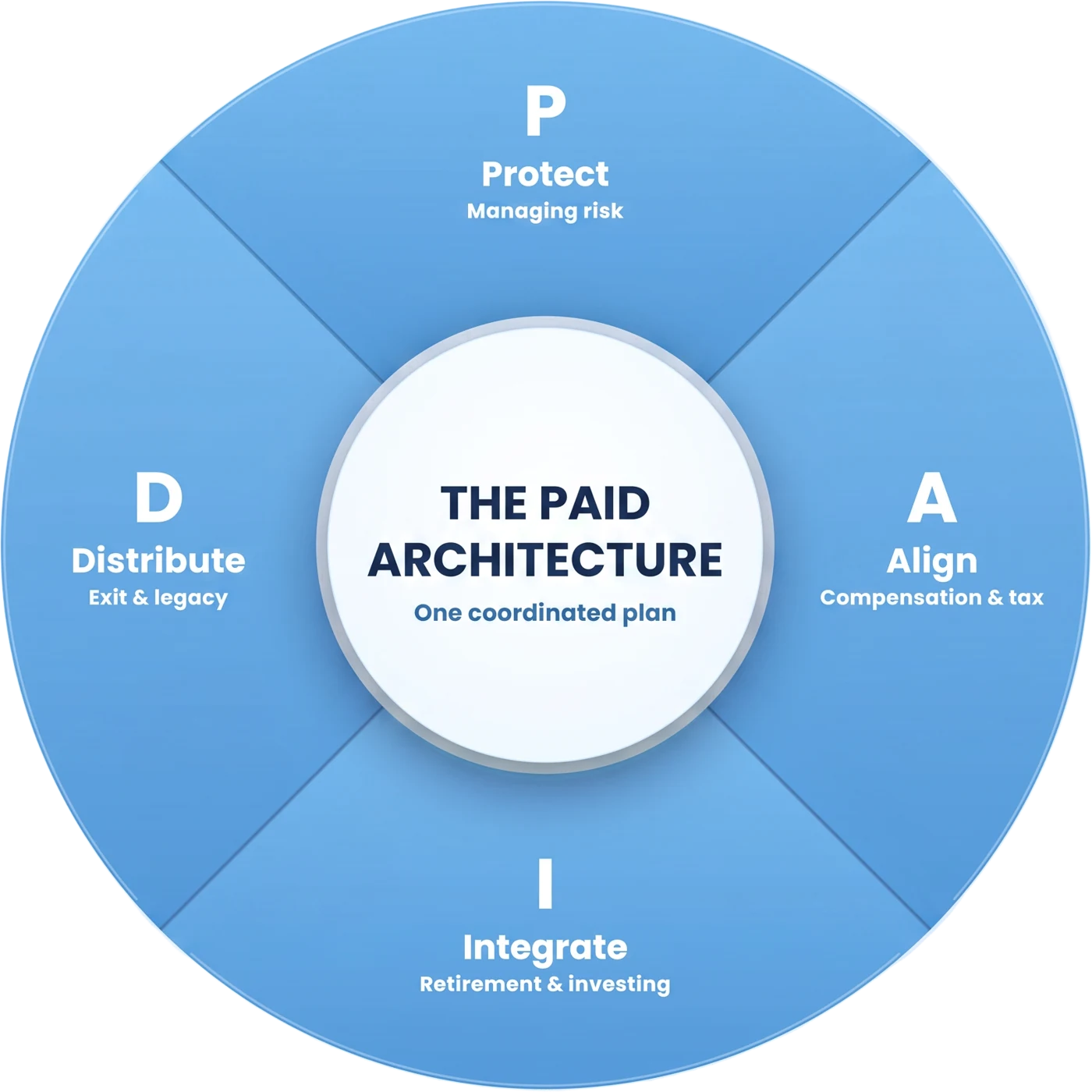 The PAID Architecture: four domains feeding into one coordinated plan